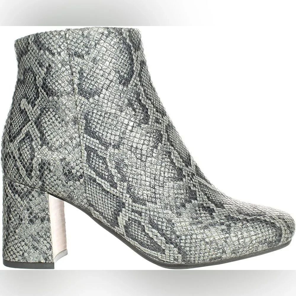 Gentle Souls | by Kenneth Cole Troy Pewter Snakeskin Side Zip Heeled Booties | 6